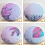 4'lü Neon Tropik Yaprak Desenli Dijital Baskılı Özel Tasarım Yuvarlak Yastık Kırlent Kılıf Seti Realhomes