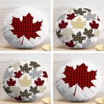 4'lü Yaprak Tasarımlı Ekoseli Yılbaşı Konsept Modern Yuvarlak Yastık Kırlent Kılıfı Realhomes