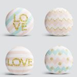 4'lü Beyaz Zemin Üzerinde Gold Detay Love Yazılı Modern Yuvarlak Yastık Kırlent Kılıf Seti Realhomes