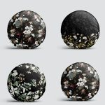 4'lü Siyah Zemin Üzerinde Çiçek Desenli Modern Yuvarlak Yastık Kırlent Kılıf Seti Realhomes