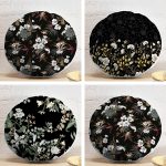 4'lü Siyah Zemin Üzerinde Çiçek Desenli Modern Yuvarlak Yastık Kırlent Kılıf Seti Realhomes