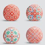 4'lü Beyaz Zemin Üzerinde Çini Desenli Modern Yuvarlak Yastık Kırlent Kılıf Seti Realhomes