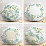 4'lü Beyaz Zeminde Soft Renkli Deniz Yıldızı Desenli Modern Yuvarlak Yastık Kırlent Kılıf Seti Realhomes