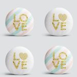 4'lü Beyaz Zemin Üzerinde Gold Detaylı Love Yazılı Modern Yuvarlak Yastık Kırlent Kılıf Seti Realhomes