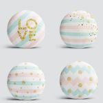 4'lü Renkli Zemin Üzerinde Gold Detaylı Geometrik Çizimli Modern Yuvarlak Yastık Kırlent Kılıf Seti Realhomes