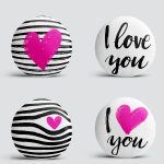 4'lü Sevgililer Günü Konseptli Özel Tasarım Modern Kombin Yuvarlak Yastık Kırlent Kılıf Seti Realhomes