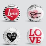 4'lü Sevgililer Günü Konseptli Özel Tasarım Modern Kombin Yuvarlak Yastık Kırlent Kılıf Seti Realhomes