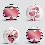 4'lü Sevgililer Günü Konseptli Özel Tasarım Modern Kombin Yuvarlak Yastık Kırlent Kılıf Seti Realhomes