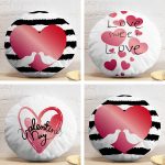 4'lü Sevgililer Günü Konseptli Özel Tasarım Modern Kombin Yuvarlak Yastık Kırlent Kılıf Seti Realhomes