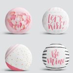 4'lü Sevgililer Günü Konseptli Özel Tasarım Modern Kombin Yuvarlak Yastık Kırlent Kılıf Seti Realhomes