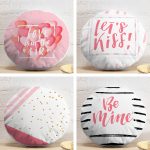 4'lü Sevgililer Günü Konseptli Özel Tasarım Modern Kombin Yuvarlak Yastık Kırlent Kılıf Seti Realhomes