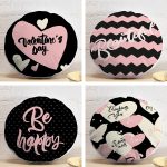 4'lü Sevgililer Günü Konseptli Özel Tasarım Modern Kombin Yuvarlak Yastık Kırlent Kılıf Seti Realhomes