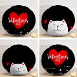 4'lü Sevgililer Günü Konseptli Özel Tasarım Modern Kombin Yuvarlak Yastık Kırlent Kılıf Seti Realhomes