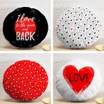 4'lü Sevgililer Günü Konseptli Özel Tasarım Modern Kombin Yuvarlak Yastık Kırlent Kılıf Seti Realhomes