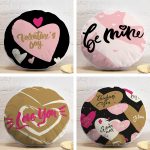 4'lü Sevgililer Günü Konseptli Özel Tasarım Modern Kombin Yuvarlak Yastık Kırlent Kılıf Seti Realhomes