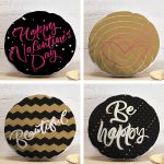 4'lü Sevgililer Günü Konseptli Özel Tasarım Modern Kombin Yuvarlak Yastık Kırlent Kılıf Seti Realhomes