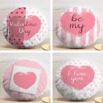 4'lü Sevgililer Günü Konseptli Özel Tasarım Modern Kombin Yuvarlak Yastık Kırlent Kılıf Seti Realhomes