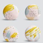 4'lü Sarı Ve Pembe Sulu Boya Fırça Darbeli Dekoratif Yuvarlak Yastık Kırlent Kılıf Seti Realhomes