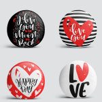 4'lü Sevgililer Günü Konseptli Özel Tasarım Modern Kombin Yuvarlak Yastık Kırlent Kılıf Seti Realhomes