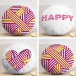 4'lü Sevgililer Günü Konseptli Özel Tasarım Modern Kombin Yuvarlak Yastık Kırlent Kılıf Seti Realhomes