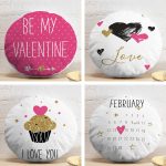 4'lü Sevgililer Günü Konseptli Özel Tasarım Modern Kombin Yuvarlak Yastık Kırlent Kılıf Seti Realhomes