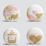 4'lü Sevgililer Günü Konseptli Özel Tasarım Modern Kombin Yuvarlak Yastık Kırlent Kılıf Seti Realhomes