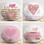 4'lü Sevgililer Günü Konseptli Özel Tasarım Modern Kombin Yuvarlak Yastık Kırlent Kılıf Seti Realhomes