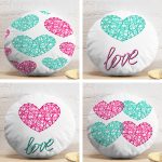 4'lü Sevgililer Günü Konseptli Özel Tasarım Modern Kombin Yuvarlak Yastık Kırlent Kılıf Seti Realhomes