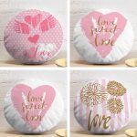 4'lü Sevgililer Günü Konseptli Özel Tasarım Modern Kombin Yuvarlak Yastık Kırlent Kılıf Seti Realhomes