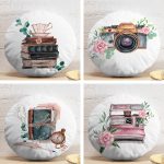 4'lü Sevgililer Günü Konseptli Özel Tasarım Modern Kombin Yuvarlak Yastık Kırlent Kılıf Seti Realhomes