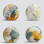 4'lü Soyut Çizimler Motifli Dijital Baskılı Dekoratif Yuvarlak Yastık Kırlent Kılıf Seti Realhomes