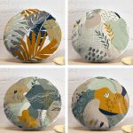 4'lü Soyut Çizimler Motifli Dijital Baskılı Dekoratif Yuvarlak Yastık Kırlent Kılıf Seti Realhomes