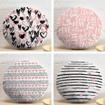 4'lü Sevgililer Günü Konseptli Özel Tasarım Modern Kombin Yuvarlak Yastık Kırlent Kılıf Seti Realhomes