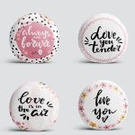 4'lü Sevgililer Günü Konseptli Özel Tasarım Modern Kombin Yuvarlak Yastık Kırlent Kılıf Seti Realhomes