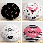 4'lü Sevgililer Günü Konseptli Özel Tasarım Modern Kombin Yuvarlak Yastık Kırlent Kılıf Seti Realhomes