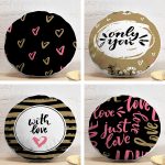 4'lü Sevgililer Günü Konseptli Özel Tasarım Modern Kombin Yuvarlak Yastık Kırlent Kılıf Seti Realhomes