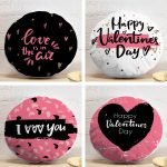 4'lü Sevgililer Günü Konseptli Özel Tasarım Modern Kombin Yuvarlak Yastık Kırlent Kılıf Seti Realhomes