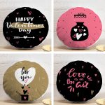 4'lü Sevgililer Günü Konseptli Özel Tasarım Modern Kombin Yuvarlak Yastık Kırlent Kılıf Seti Realhomes