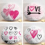 4'lü Sevgililer Günü Konseptli Özel Tasarım Modern Kombin Yuvarlak Yastık Kırlent Kılıf Seti Realhomes