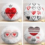 4'lü Sevgililer Günü Konseptli Özel Tasarım Modern Kombin Yuvarlak Yastık Kırlent Kılıf Seti Realhomes