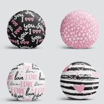 4'lü Sevgililer Günü Konseptli Özel Tasarım Modern Kombin Yuvarlak Yastık Kırlent Kılıf Seti Realhomes