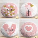 4'lü Sevgililer Günü Konseptli Özel Tasarım Modern Kombin Yuvarlak Yastık Kırlent Kılıf Seti Realhomes