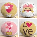 4'lü Sevgililer Günü Konseptli Özel Tasarım Modern Kombin Yuvarlak Yastık Kırlent Kılıf Seti Realhomes