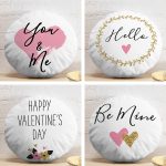 4'lü Sevgililer Günü Konseptli Özel Tasarım Modern Kombin Yuvarlak Yastık Kırlent Kılıf Seti Realhomes