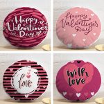 4'lü Sevgililer Günü Konseptli Özel Tasarım Modern Kombin Yuvarlak Yastık Kırlent Kılıf Seti Realhomes