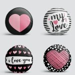 4'lü Sevgililer Günü Konseptli Özel Tasarım Modern Kombin Yuvarlak Yastık Kırlent Kılıf Seti Realhomes