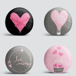 4'lü Sevgililer Günü Konseptli Özel Tasarım Modern Kombin Yuvarlak Yastık Kırlent Kılıf Seti Realhomes