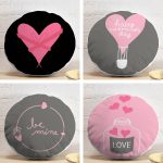 4'lü Sevgililer Günü Konseptli Özel Tasarım Modern Kombin Yuvarlak Yastık Kırlent Kılıf Seti Realhomes