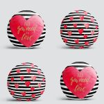 4'lü Sevgililer Günü Konseptli Özel Tasarım Modern Kombin Yuvarlak Yastık Kırlent Kılıf Seti Realhomes