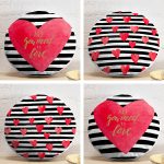 4'lü Sevgililer Günü Konseptli Özel Tasarım Modern Kombin Yuvarlak Yastık Kırlent Kılıf Seti Realhomes